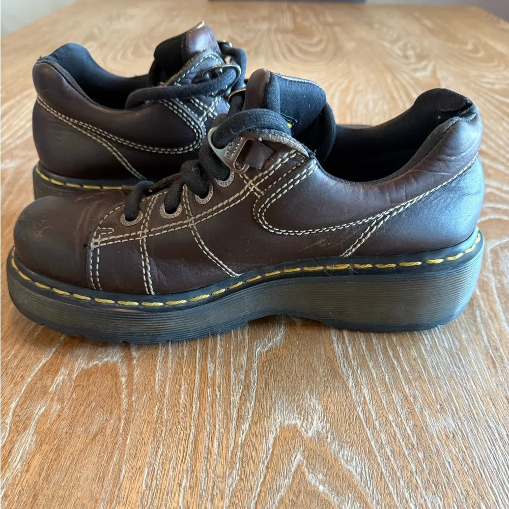 DR. MARTENS Vintage 9806 Brown Leather Chunky Oxford‎ Platform Y2K Women’s Sz 8